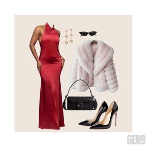 Red Satin Maxi Dress